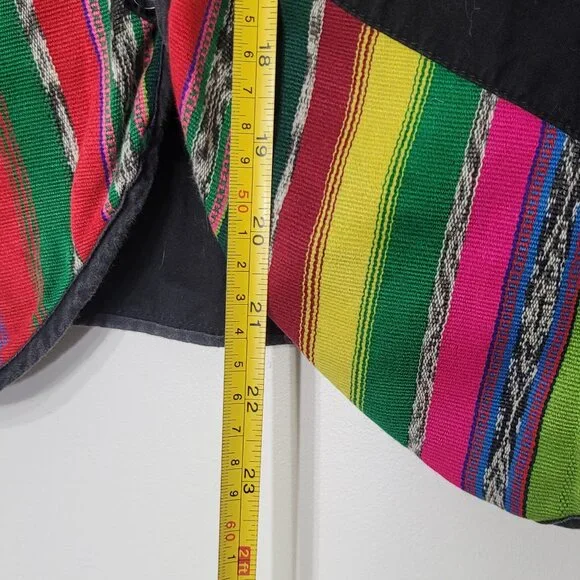Tipicos Vintage Bohemian Multicolored Striped Button Front Vest Cotton Blend - Picture 7 of 9
